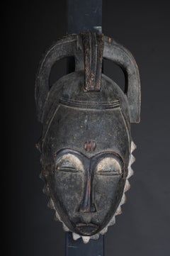 20th Century Antique Carved Wooden Face Mask, African Folk Art. Hangable.Decorat