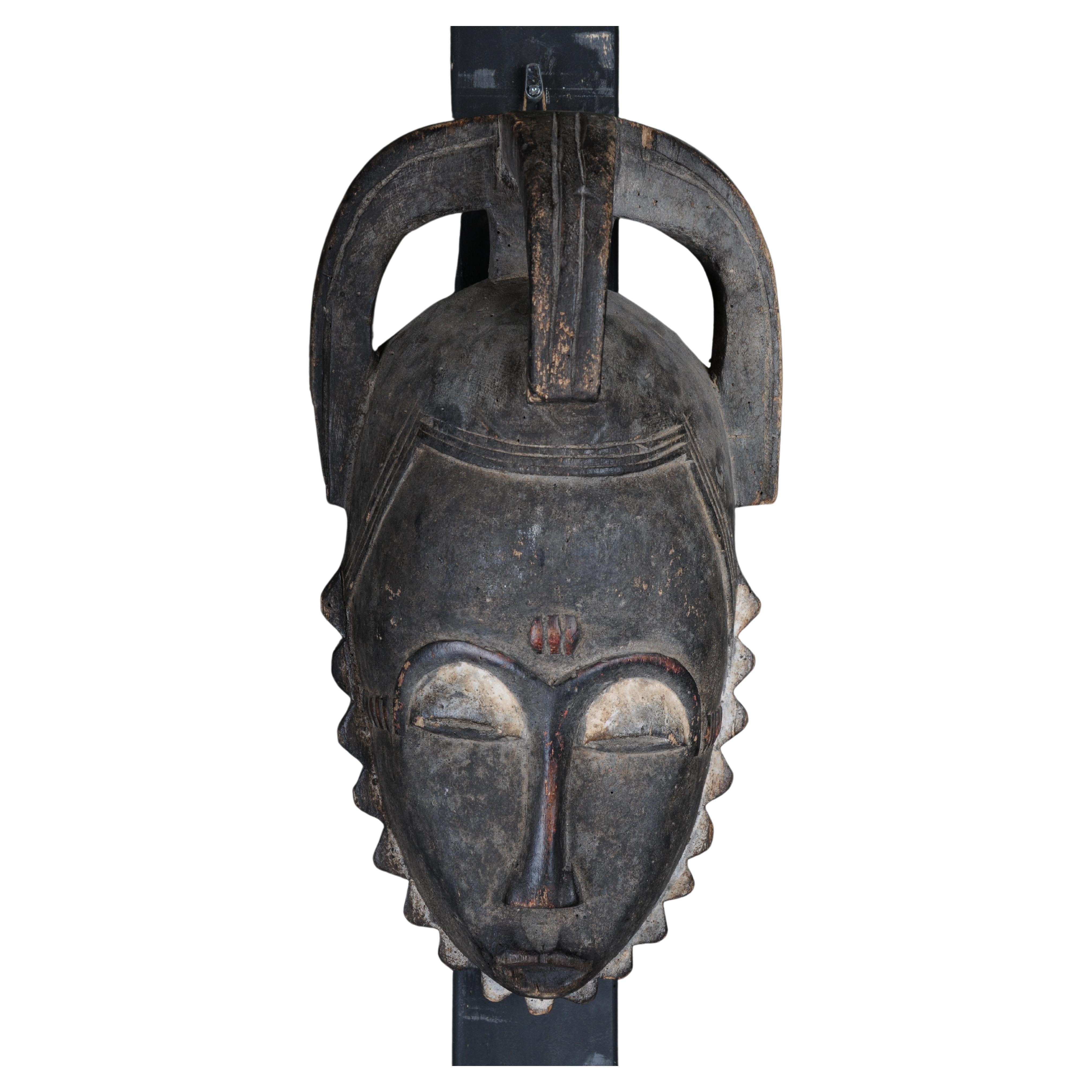 20th Century Antique Carved Wooden Face Mask, African Folk Art. Hangable.Decorat