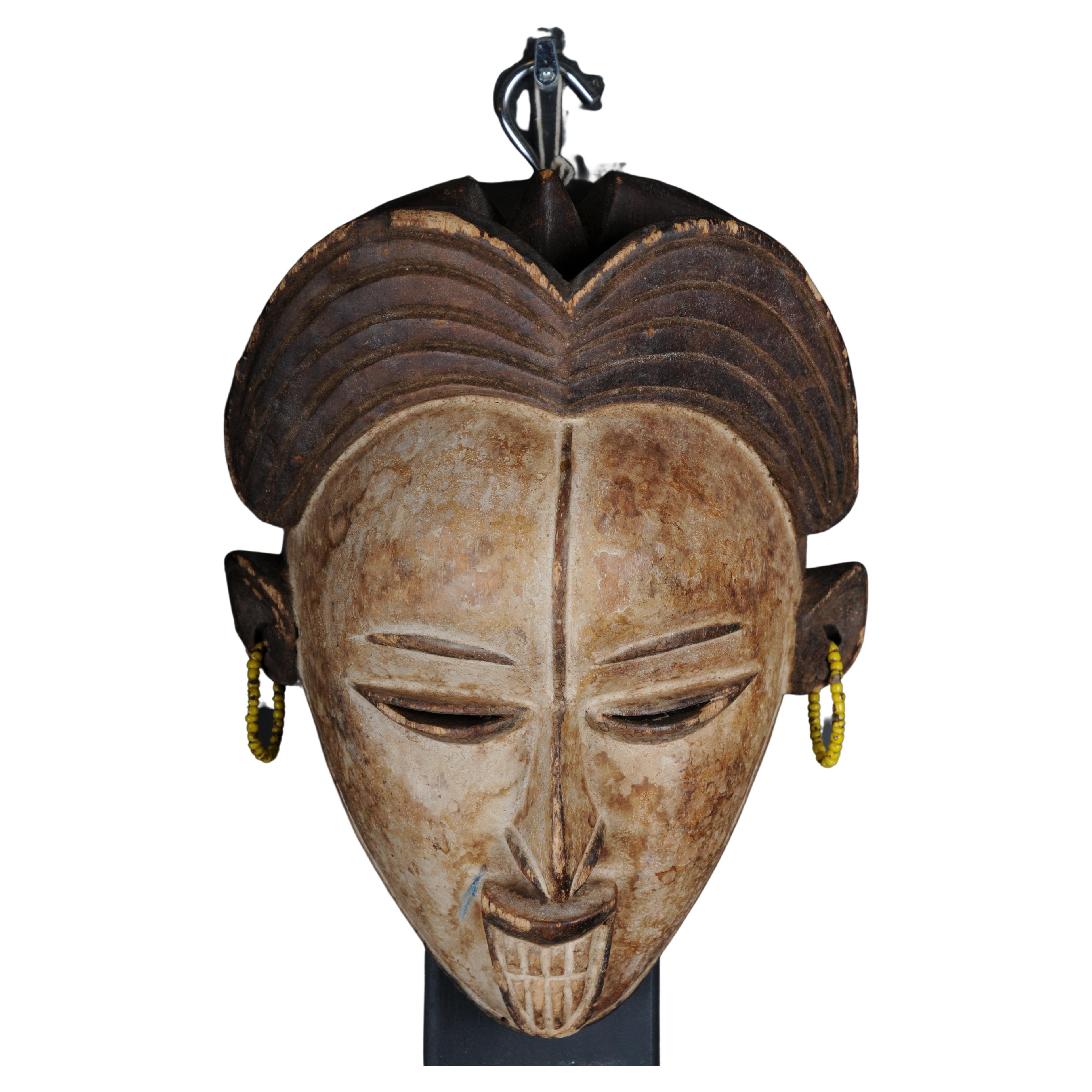 20th Century Antique Carved Wooden Face Mask, African Folk Art. Hangable.Decorat For Sale