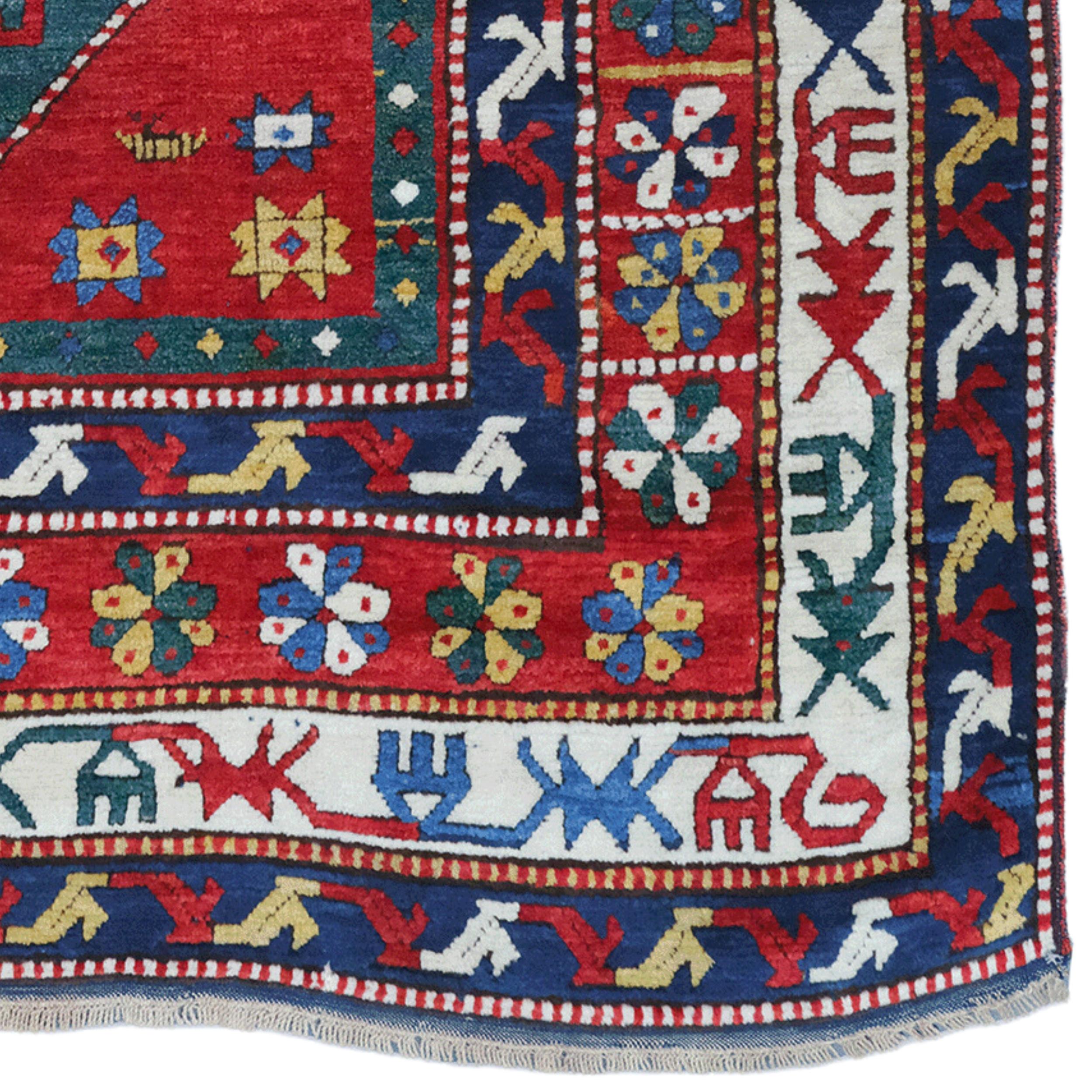 20ième siècle Tapis du Caucase ancien du 20ème siècle (1912 daté) en vente