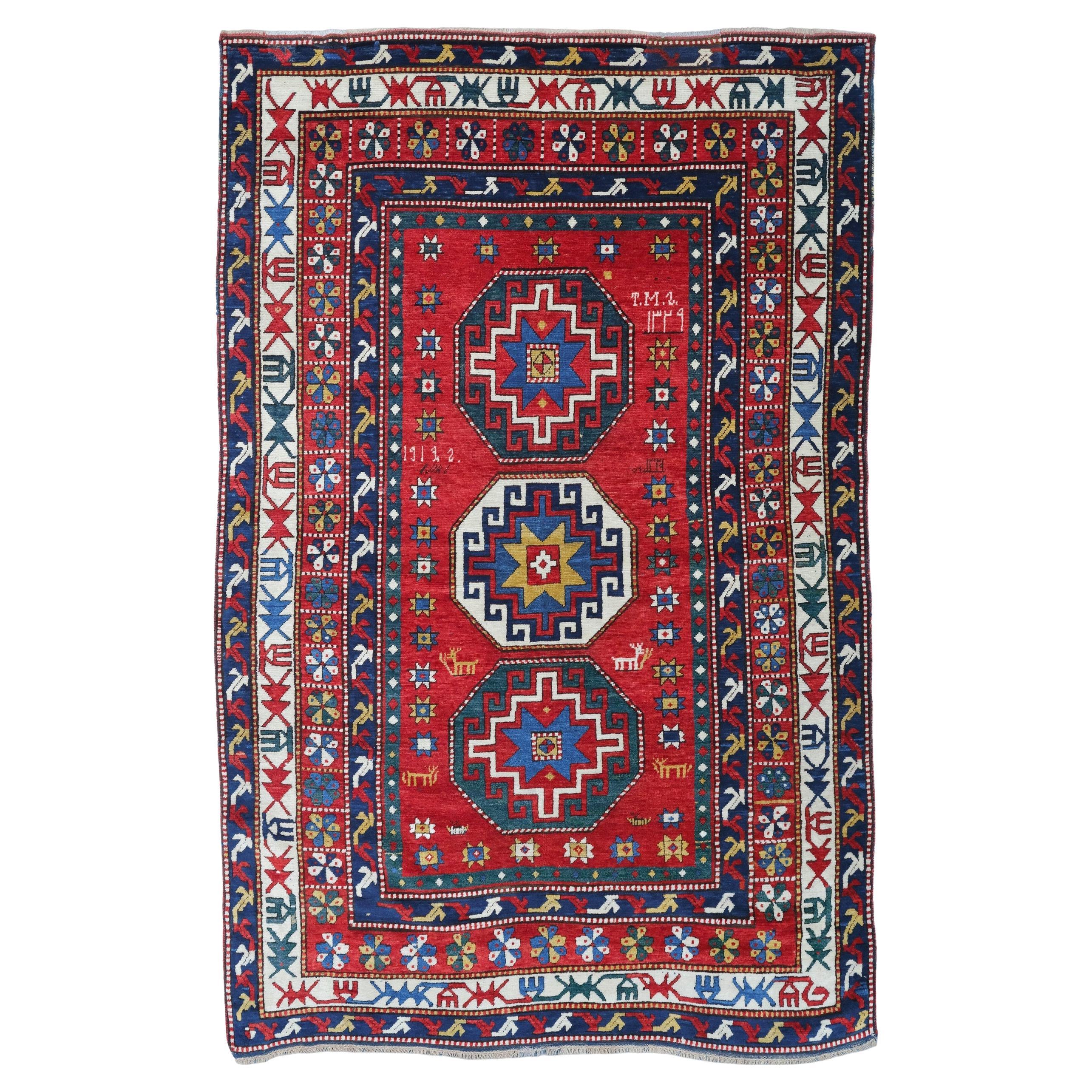 Tapis du Caucase ancien du 20ème siècle (1912 daté)
