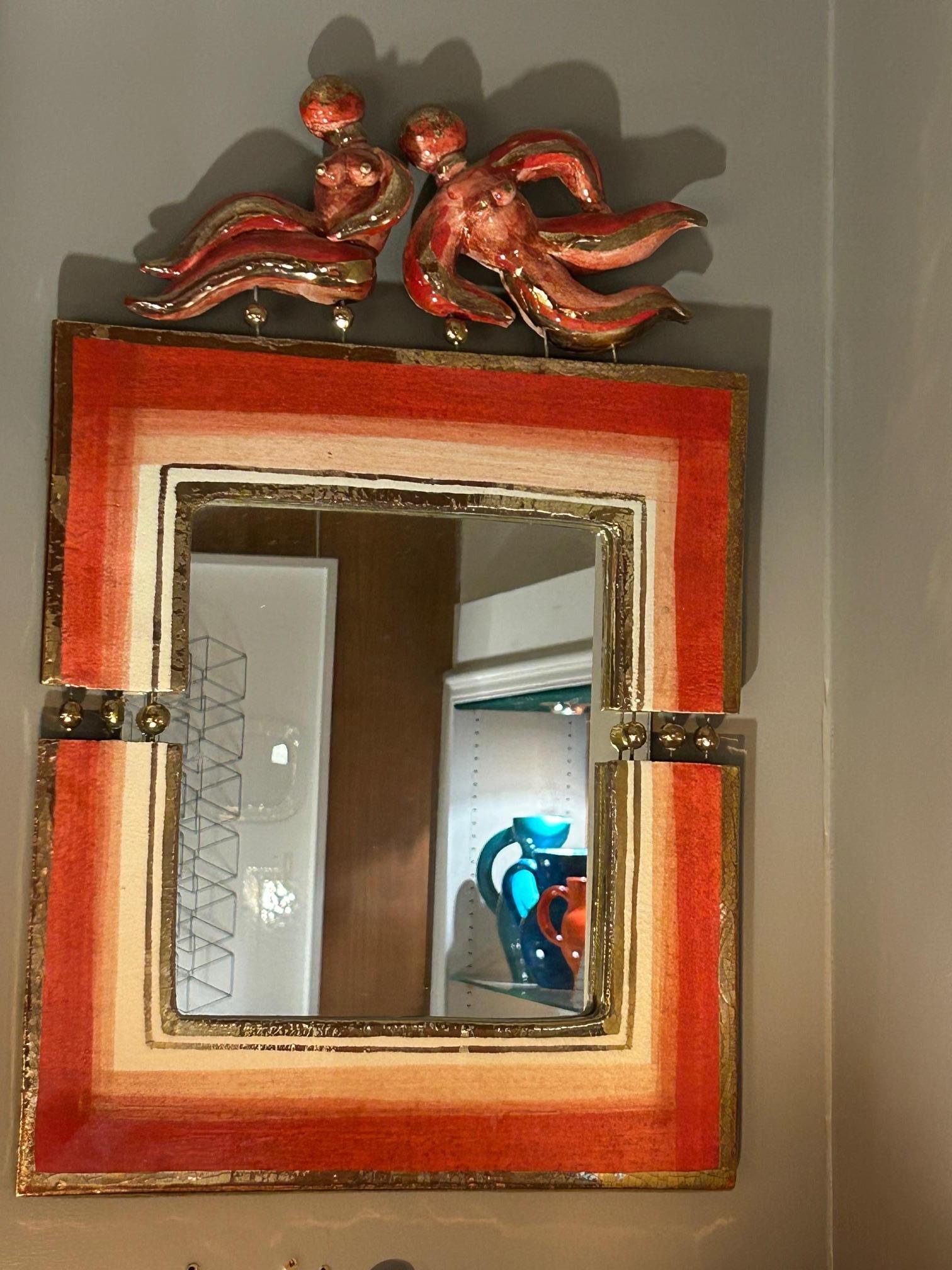 Fin du 20e siècle Miroir en céramique antique du 20e siècle par Georges Pelletier en vente