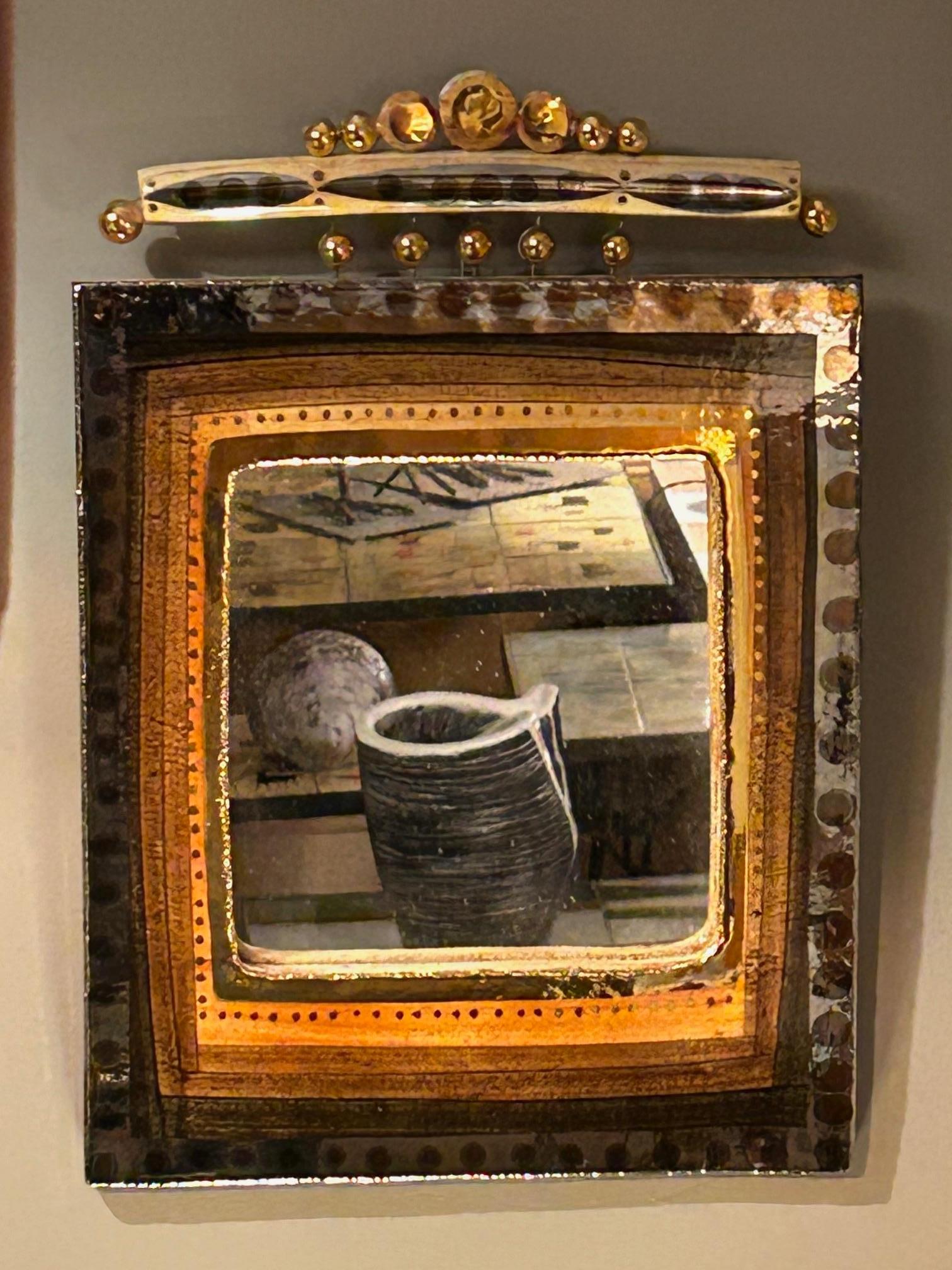 Ceramic 20th Century antique ceramic mirror by Georges Pelletier For Sale