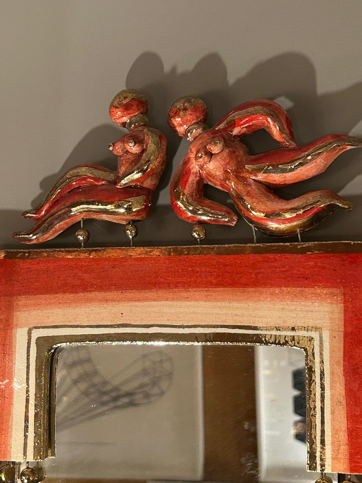 Miroir en céramique antique du 20e siècle par Georges Pelletier en vente 1