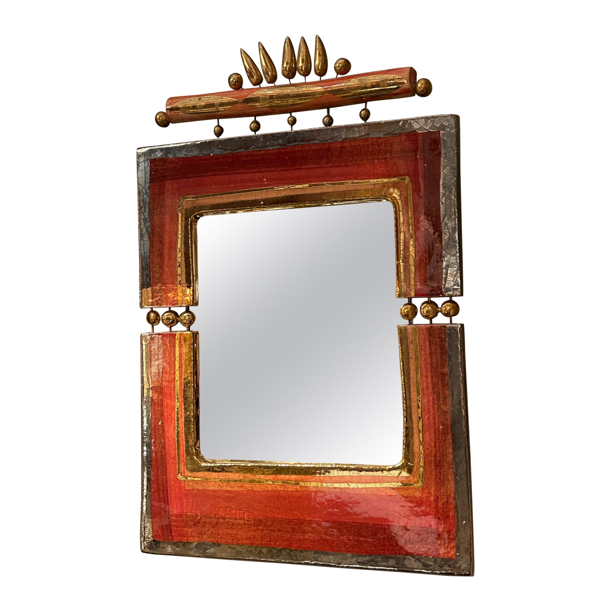Miroir en céramique antique du 20e siècle par Georges Pelletier