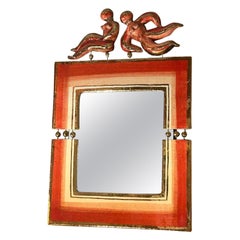 Specchio antico in ceramica del XX secolo di Georges Pelletier