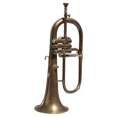 20th Century Antique Copper Trumpet from Belgium, Authentic Instrument
