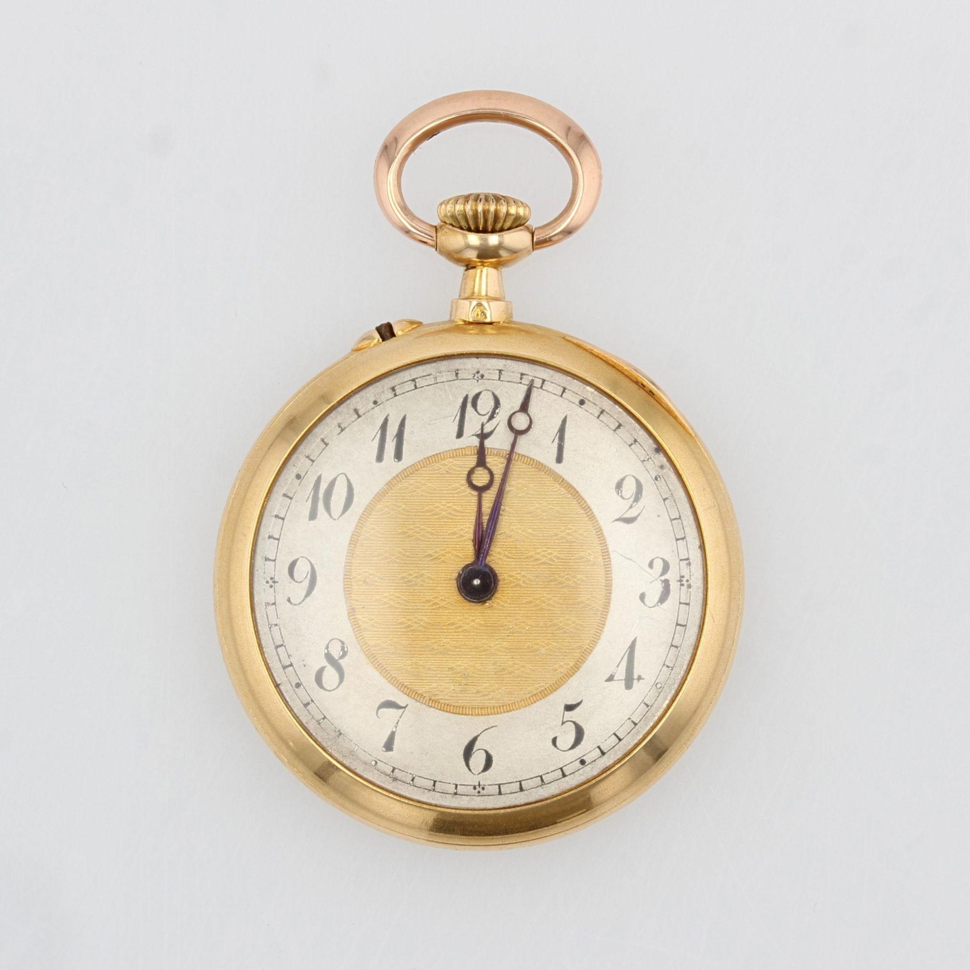 Belle Époque Montre à collier ancienne en or jaune 18 carats avec diamants, XXe siècle en vente