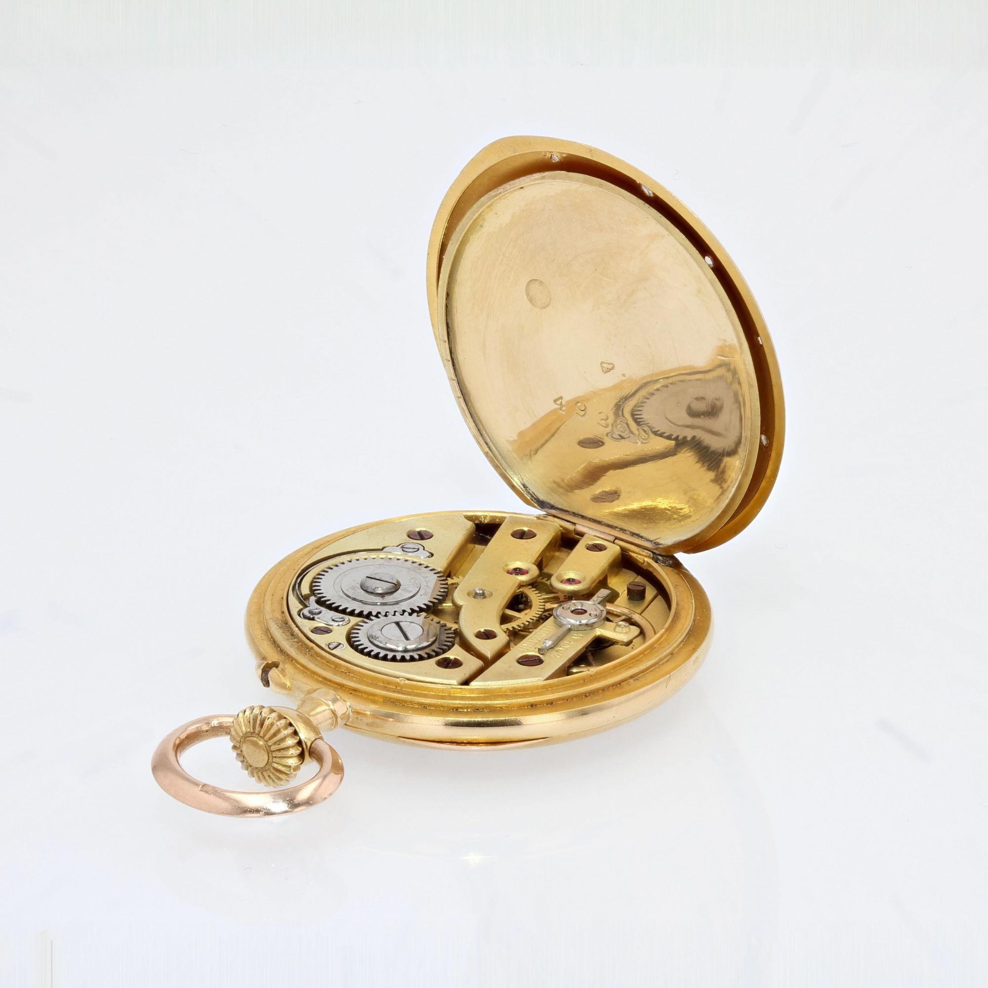 Taille rose Montre à collier ancienne en or jaune 18 carats avec diamants, XXe siècle en vente