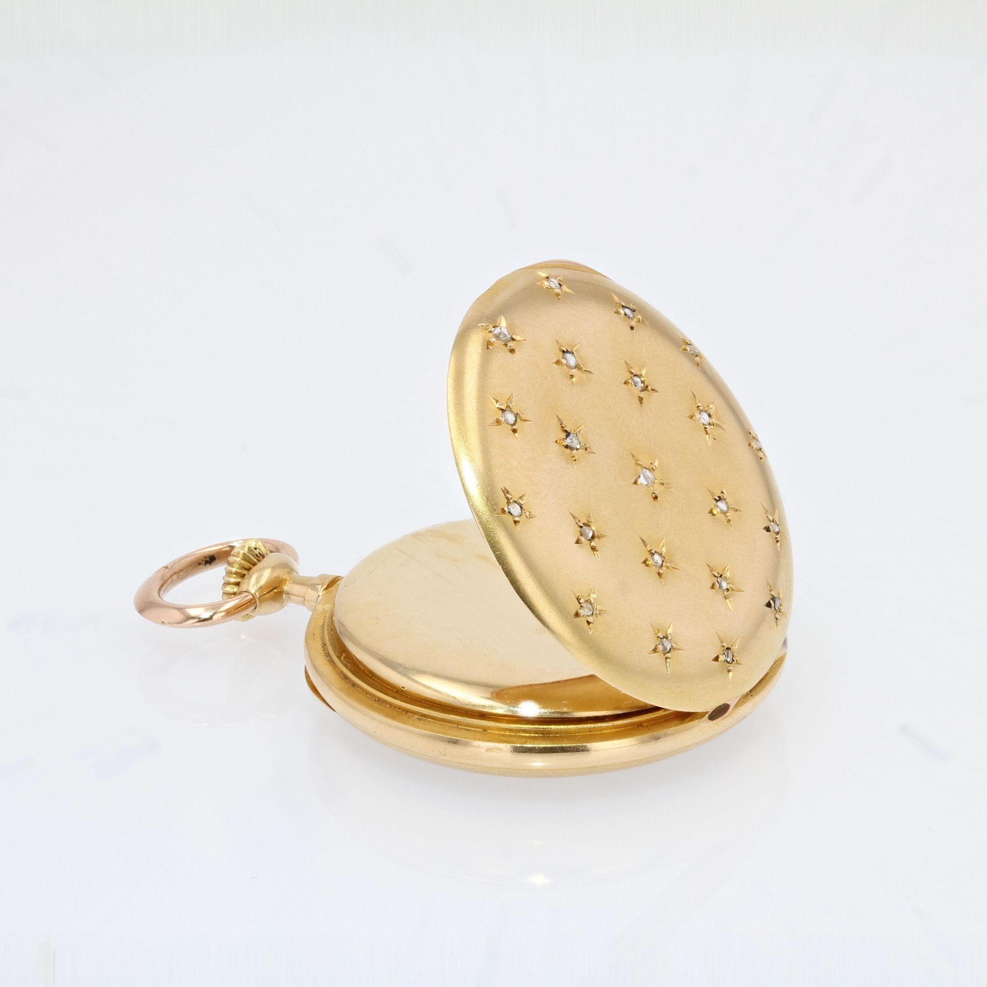 Reloj de collar antiguo de oro amarillo de 18 quilates con diamantes del siglo XX en Bueno estado para la venta en Poitiers, FR