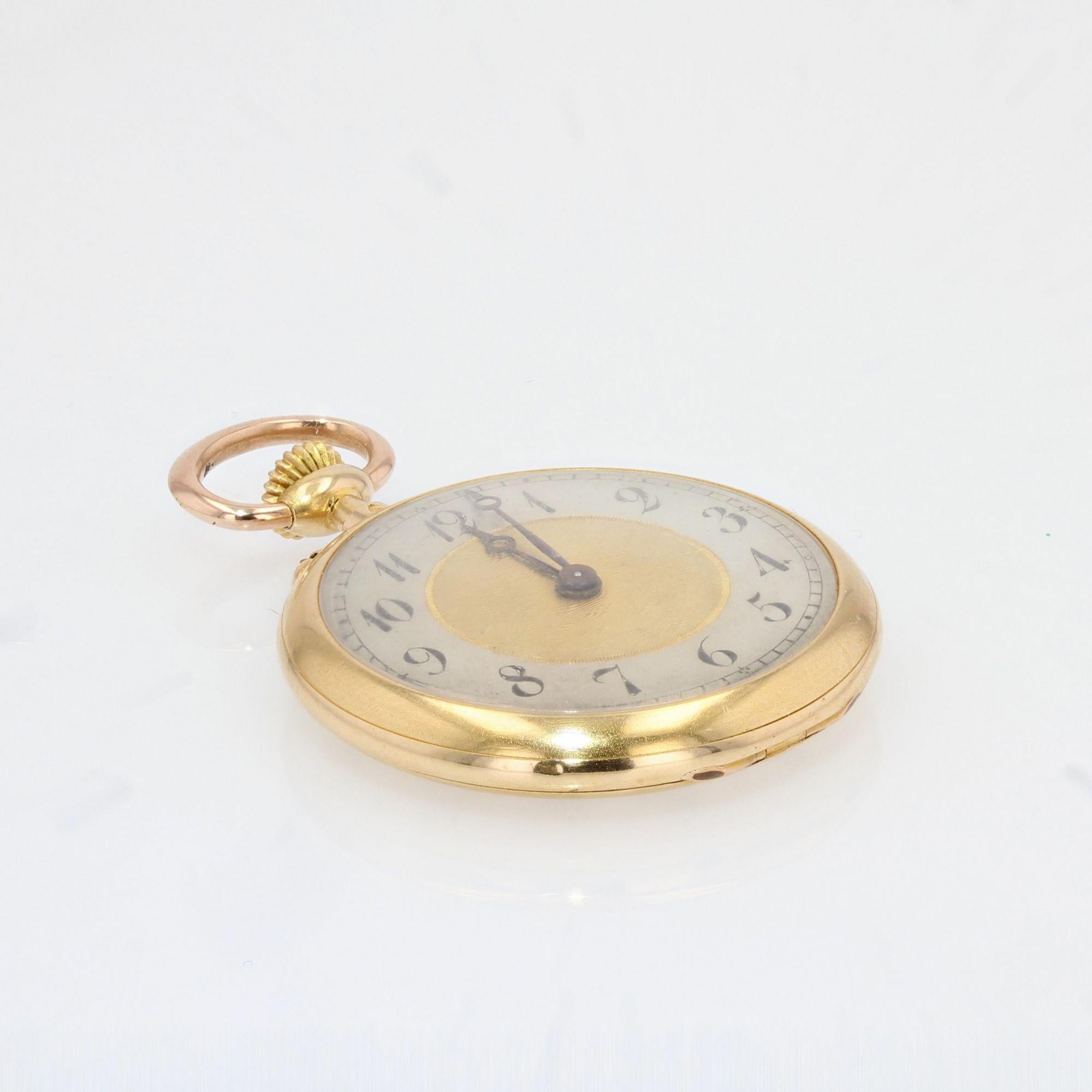 Montre à collier ancienne en or jaune 18 carats avec diamants, XXe siècle Pour femmes en vente