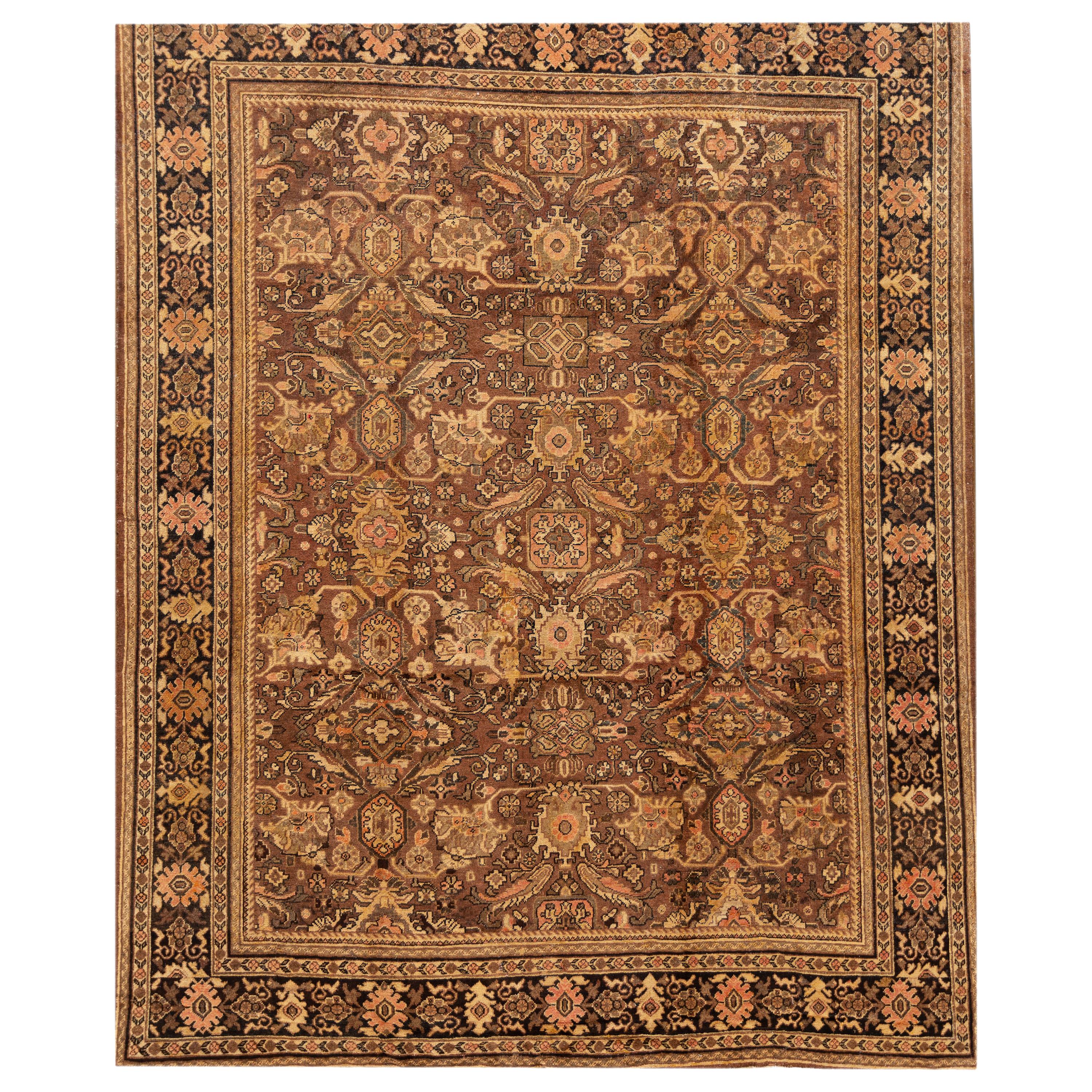 20th Century Antique Distressed Mahal Rug For Sale at 1stDibs