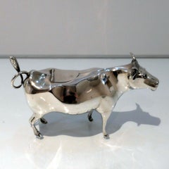 20th Century Antique Edwardian Sterling Silver Cow Cream Jug Lond 1905 M Freeman