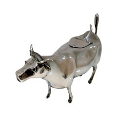 20th Century Antique Edwardian Sterling Silver Cow Cream Jug Lond 1905 M Freeman