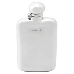 20th Century Antique Edwardian Sterling Silver Hip Flask, 1905