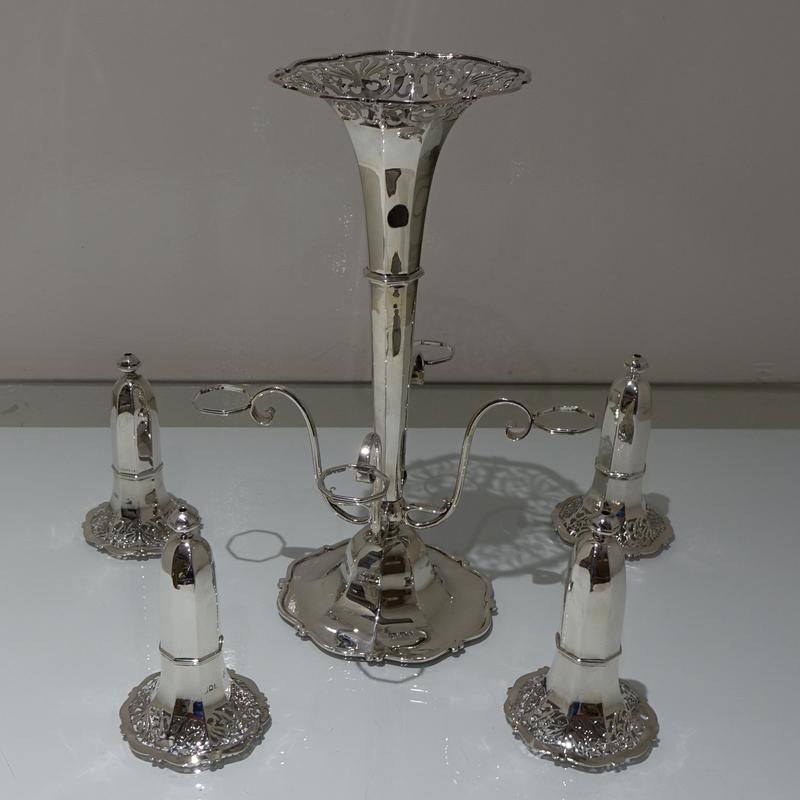 20th Century Antique Edwardian Sterling Silver Trumpet Epergne London 1903 For Sale 2