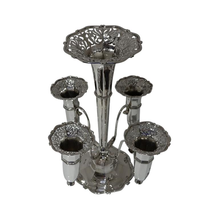 20th Century Antique Edwardian Sterling Silver Trumpet Epergne London 1903 For Sale