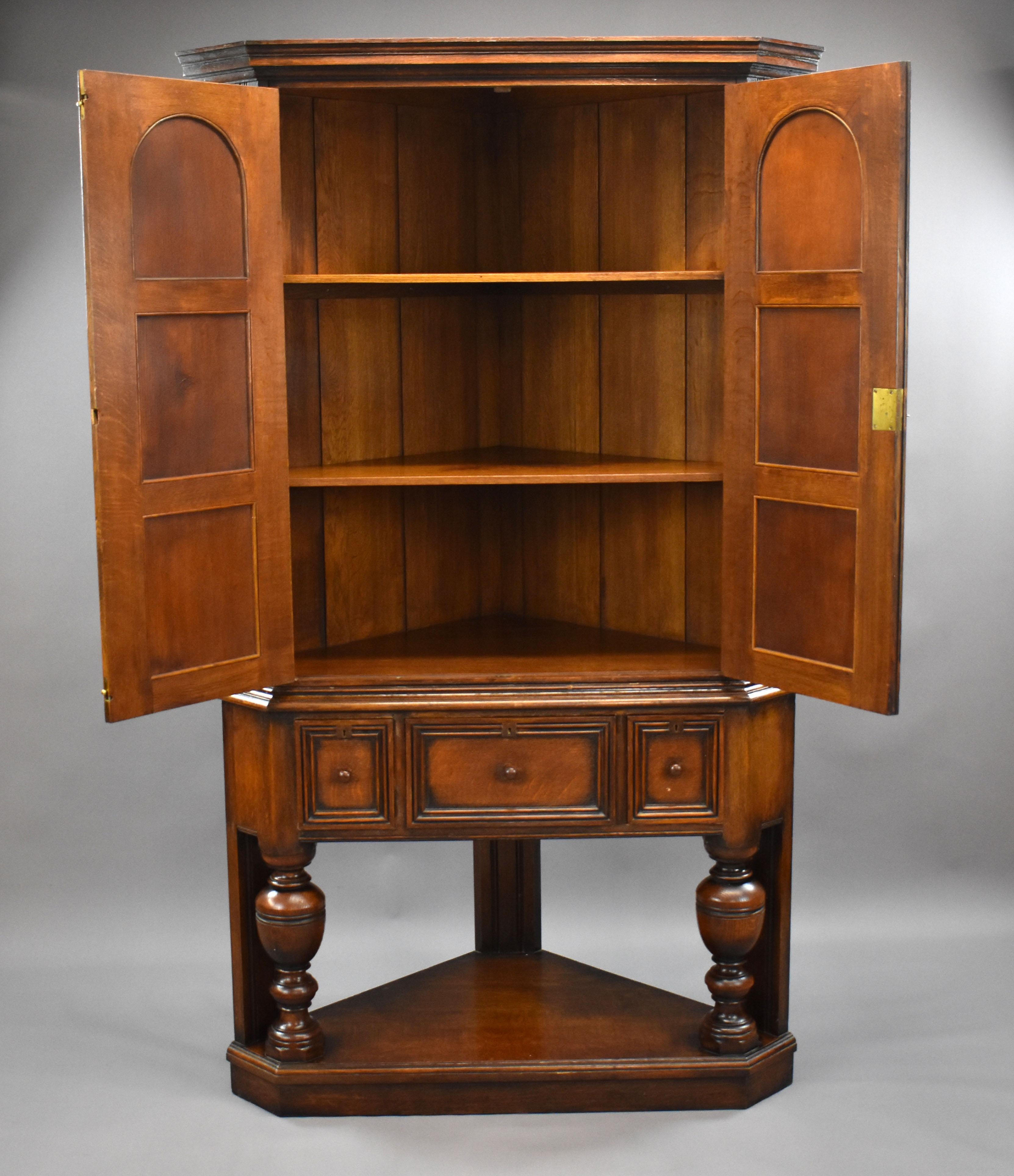 20th Century Antique English Jacobean Style Corner Cabinet by Liberty & Co. 5