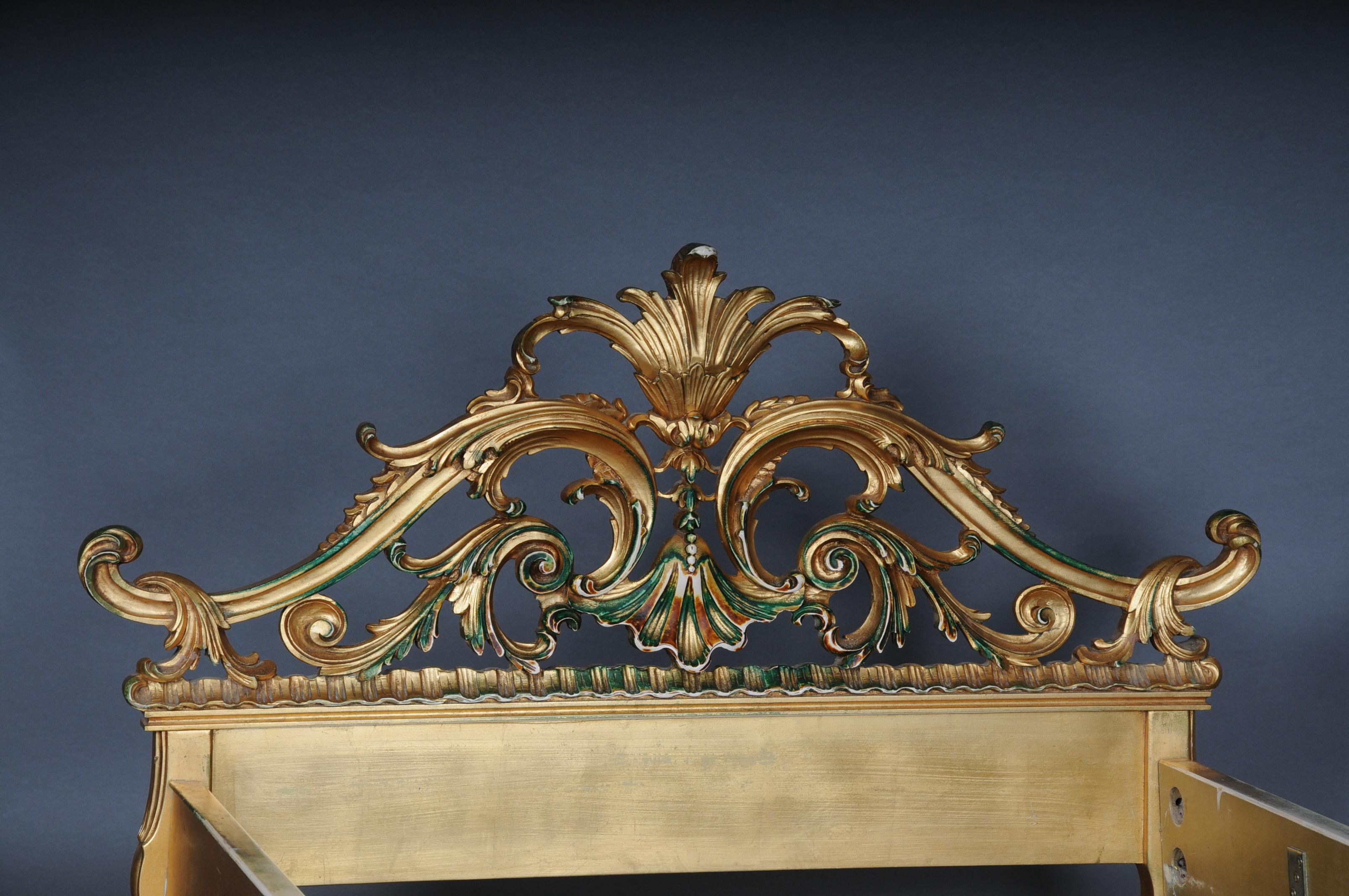 Antikes französisches Louis-XV-Bett des 20. Jahrhunderts, Gold, Rokoko im Angebot 6