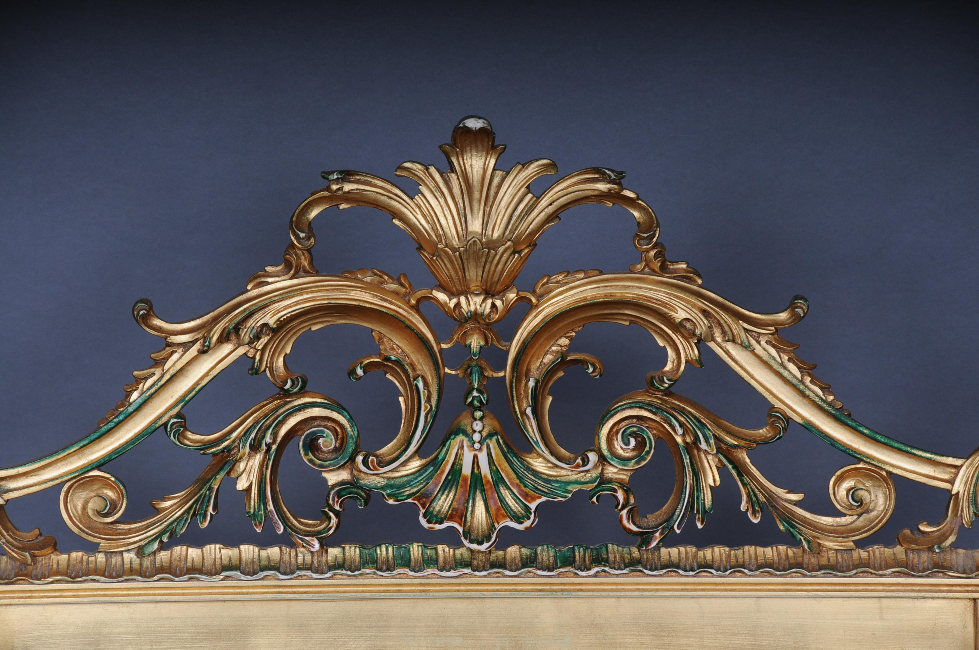Wood 20th Century Antique French Louis XV Bed, Gold, Rococo For Sale