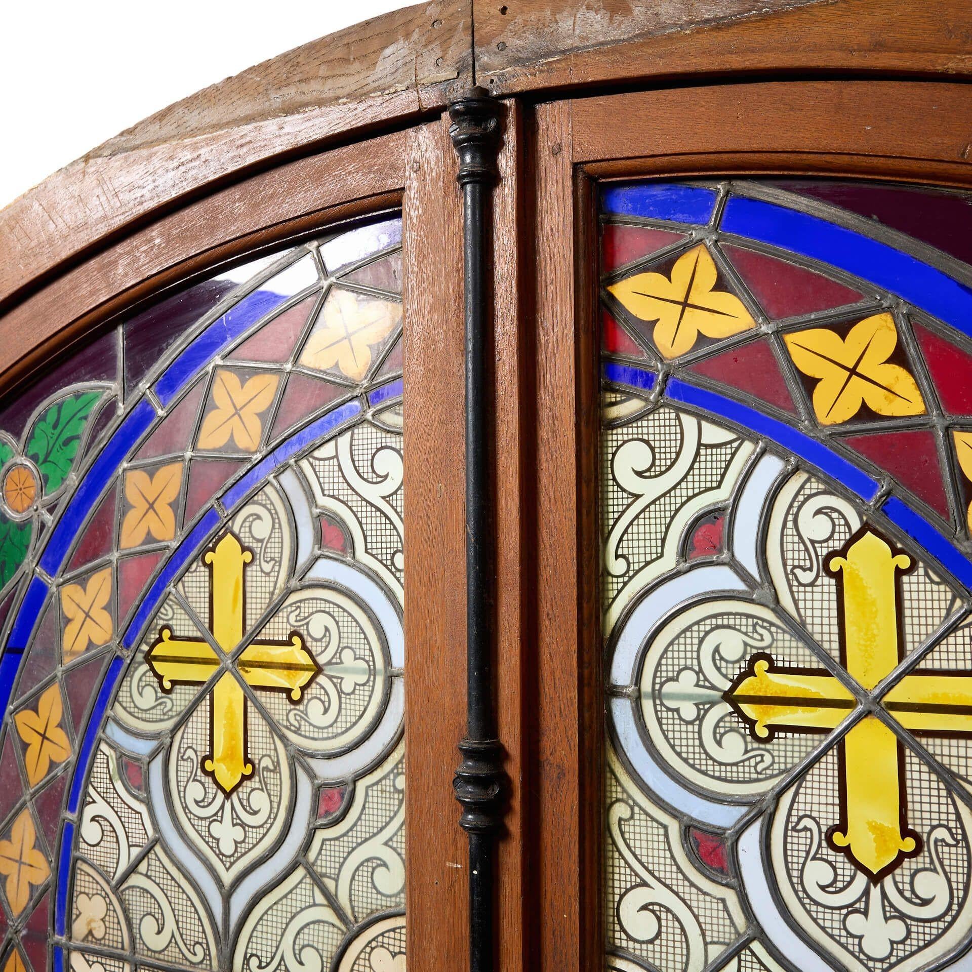 Fenêtre française ancienne du 20e siècle avec vitrail au plomb État moyen - En vente à Wormelow, Herefordshire