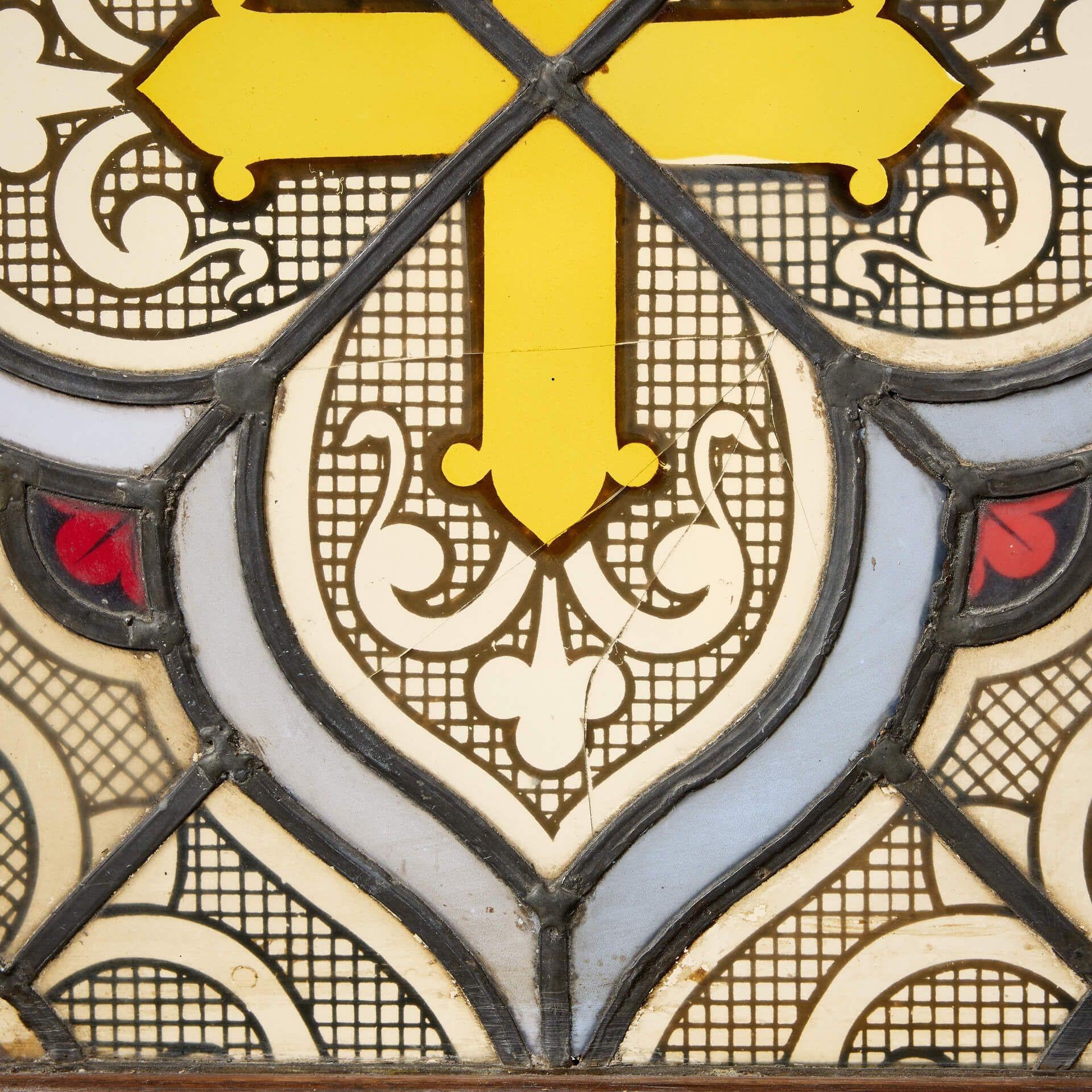 20ième siècle Fenêtre française ancienne du 20e siècle avec vitrail au plomb en vente