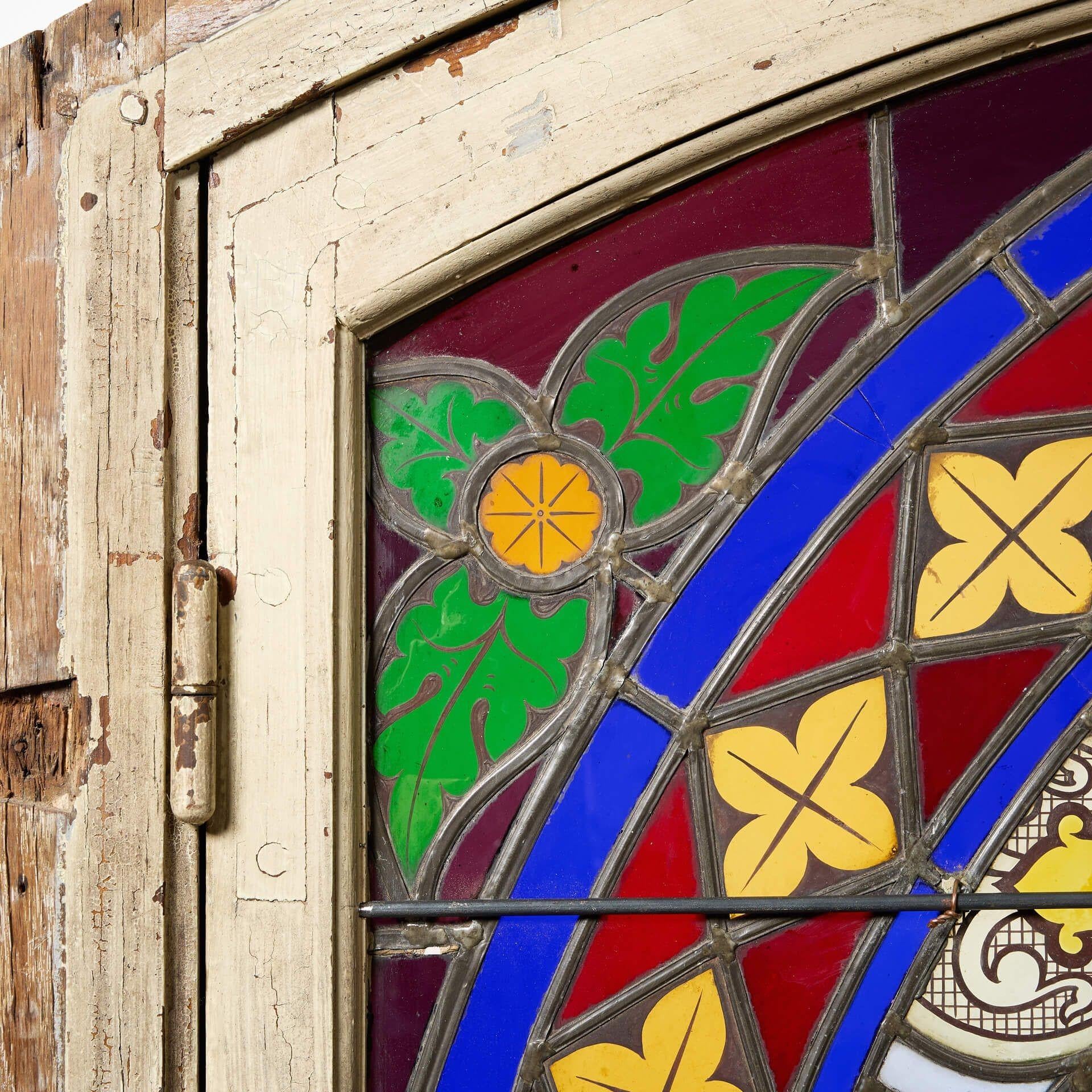Fenêtre française ancienne du 20e siècle avec vitrail au plomb en vente 1