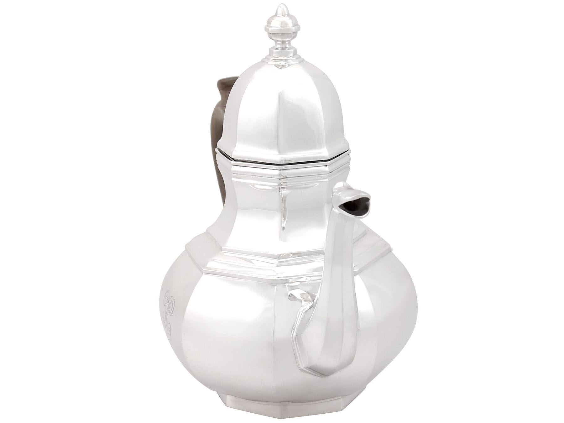 English Antique Queen Anne Style Britannia Standard Silver Teapot For Sale