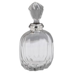 20th Century Vintage German Silver Cut Glass Decanter, Rippled Design