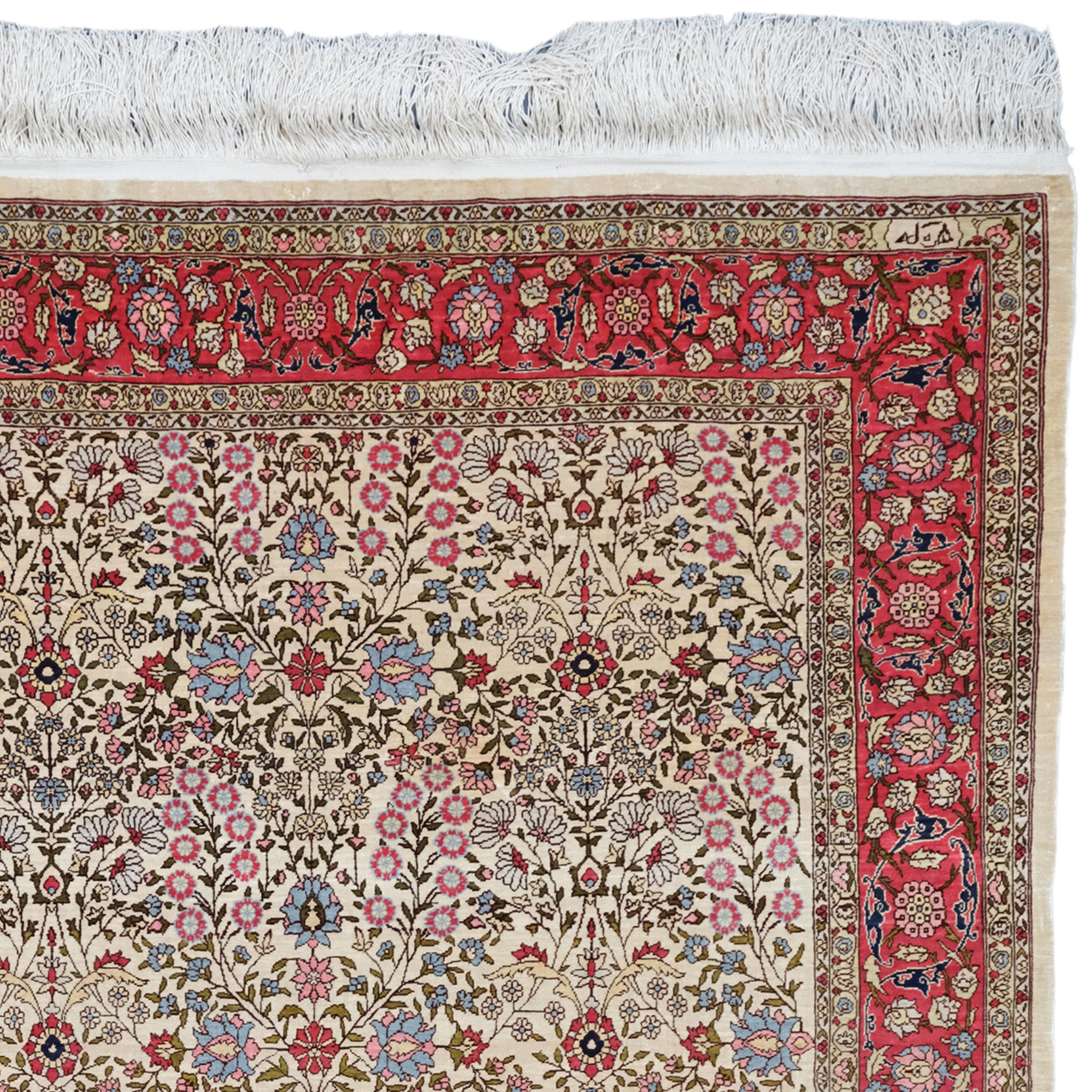 20th Century Antique Hereke Silk Rug - Antique Turkish Rug, Silk Rug For Sale 1