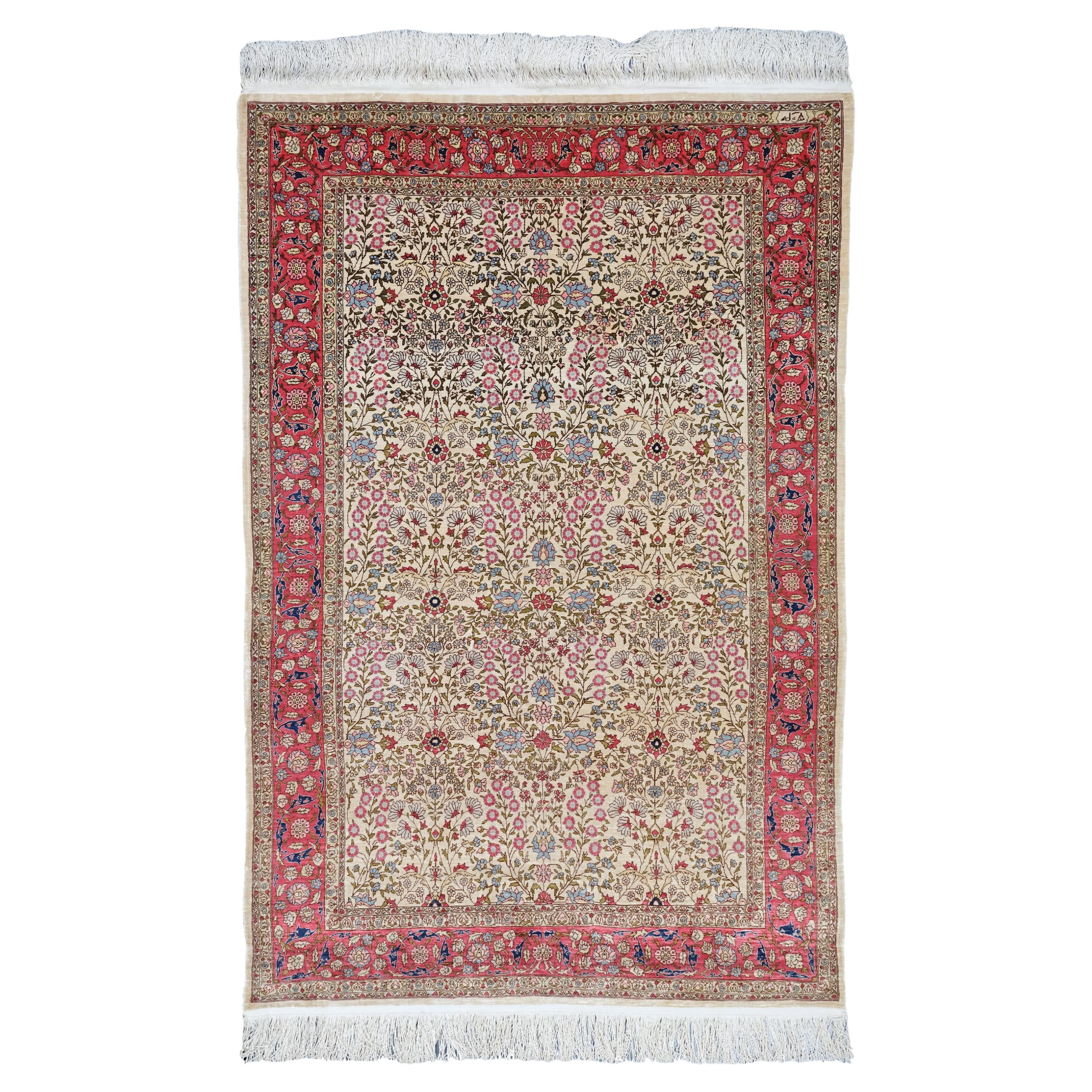 20th Century Antique Hereke Silk Rug - Antique Turkish Rug, Silk Rug