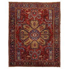 Tapis en laine Heriz du 20e siècle, à médaillons floraux multicolores