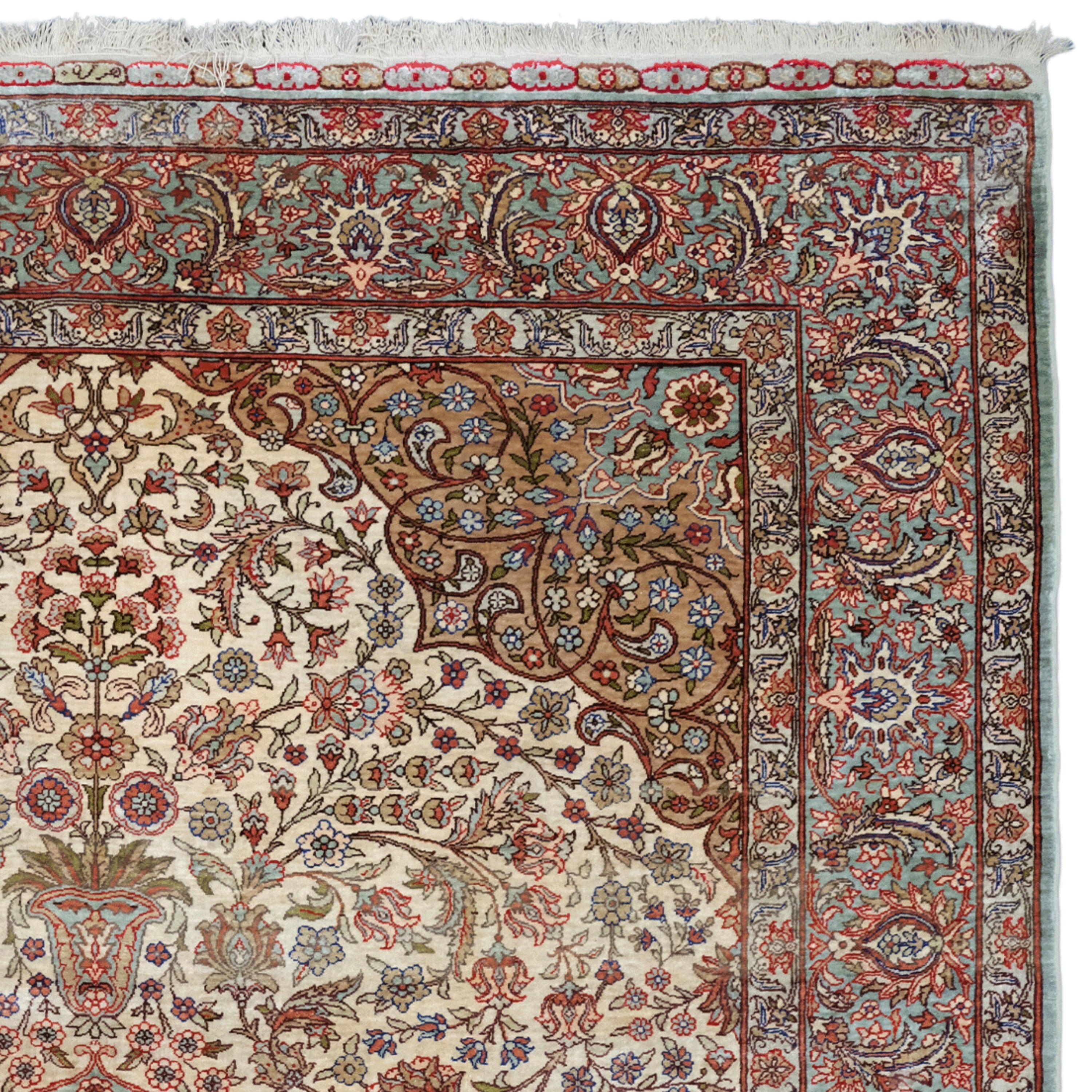 20th Century Antique Kayseri Silk Rug - Antique Turkish Rug, Silk Rug For Sale 1