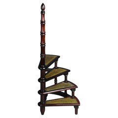 20th Century Antique Library Ladder/Step Ladder, Dark Mahogany England