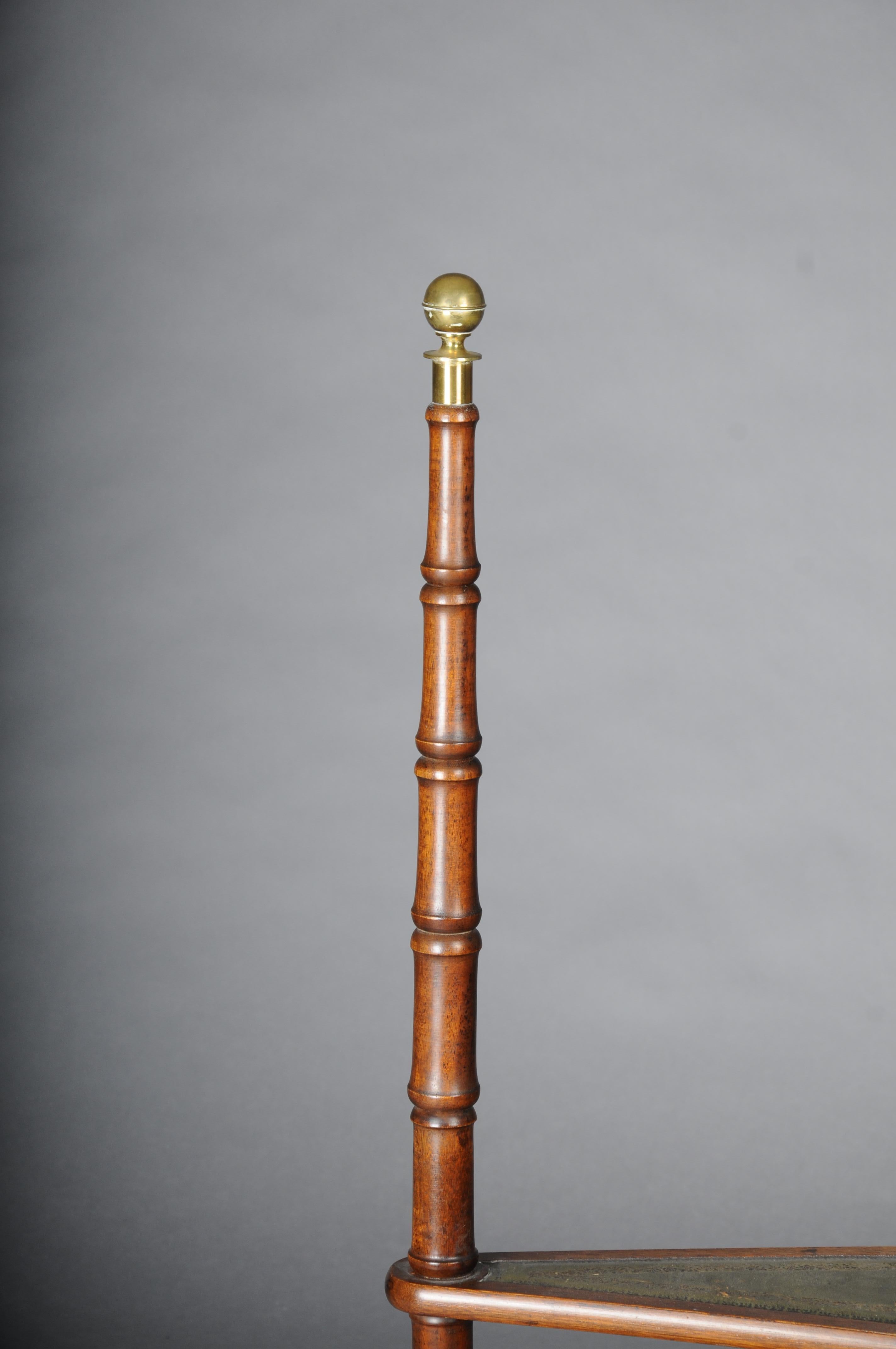 Leather 20th Century Antique Library Ladder/Step Ladder, Mahogany England