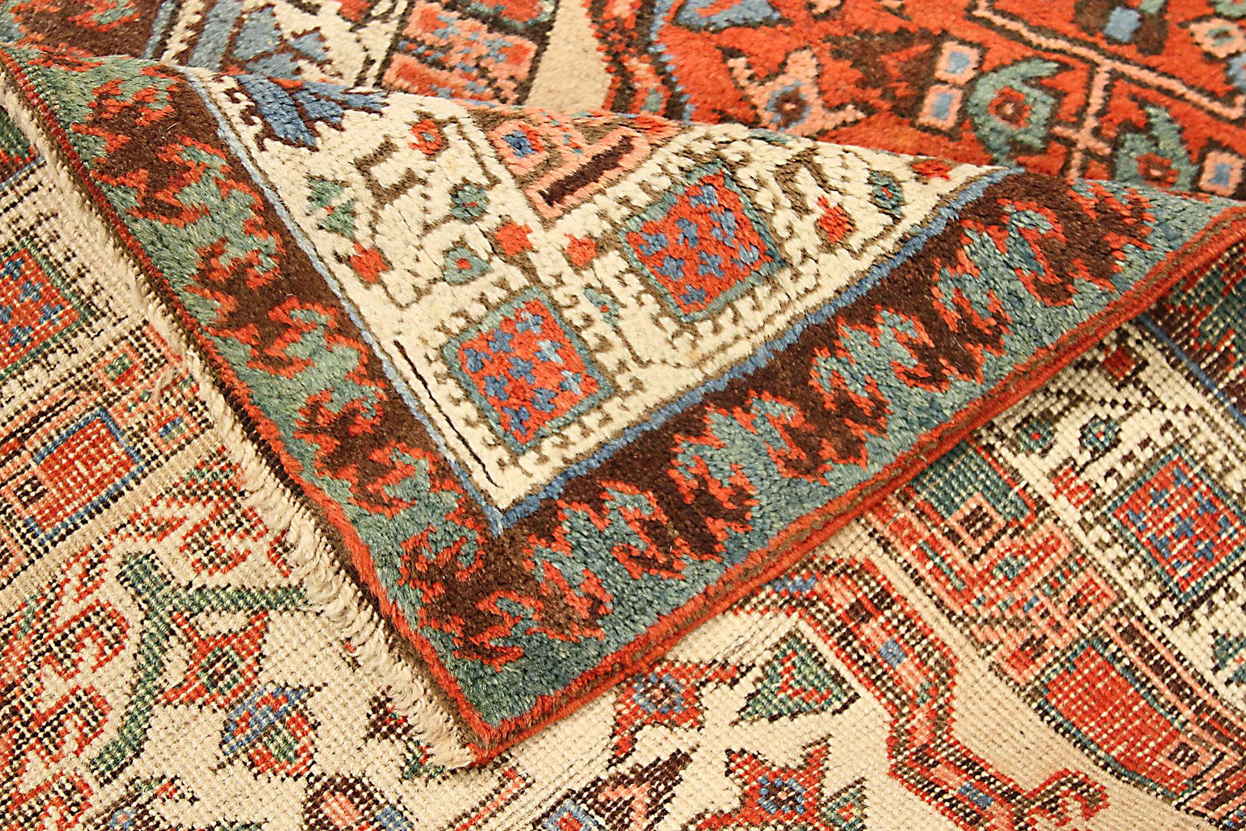 Other 20th Century Antique Persian Azerbaijan Runner Rug with Red and Ivory Medallions For Sale