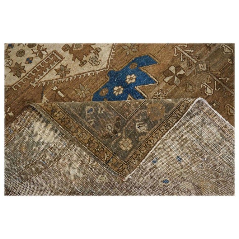 Heriz Area Rug 20th Century Antique Persian Heriz 7x9 Brown Handmade Area Rug For Sale ...