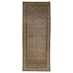 Tapis persan ancien du 20e siècle, Malayer, fait à la main, à motifs variés, en laine de couleur havane.