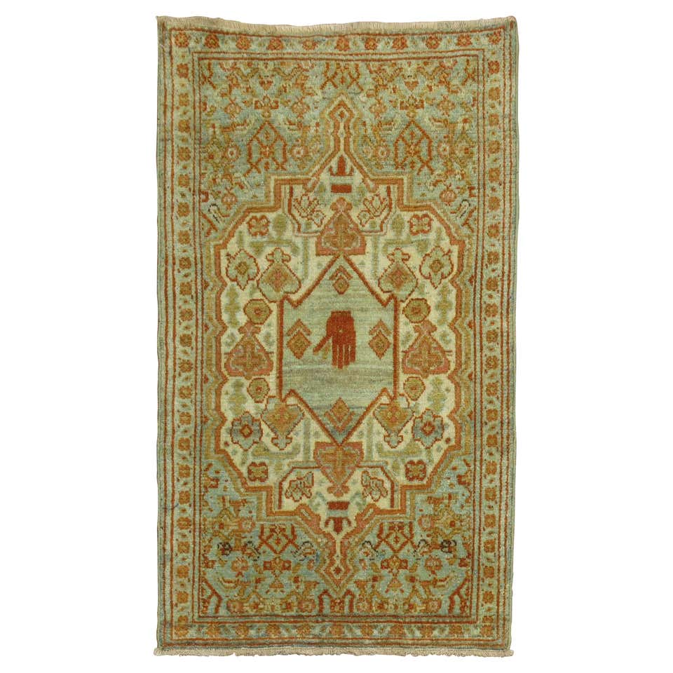 20th Century Antique Persian Oriental Rug Mat Size Rug with a Hand ...