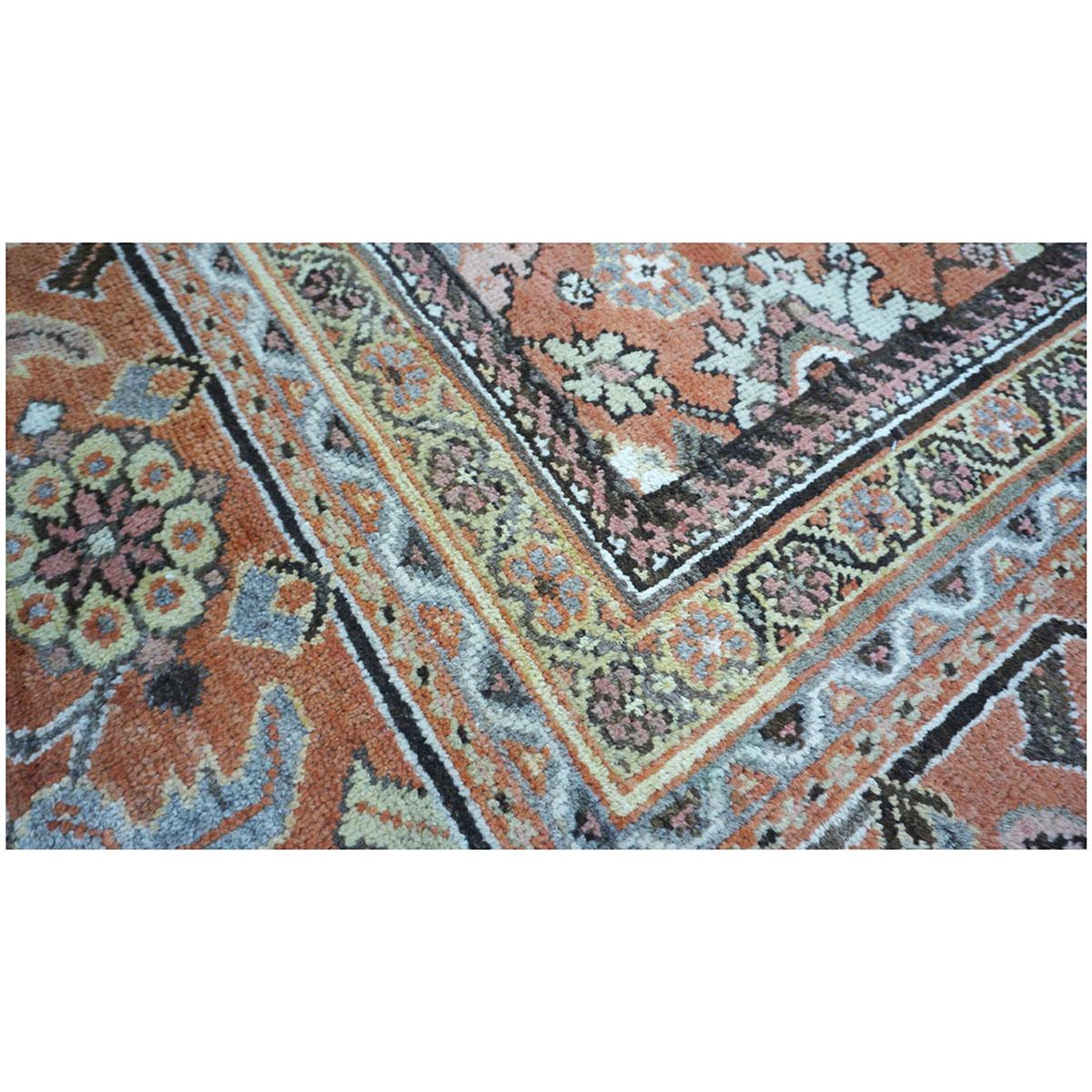 20th Century Antique Persian Sultanabad 10x14 Brown & Rust Handmade Area Rug For Sale 4