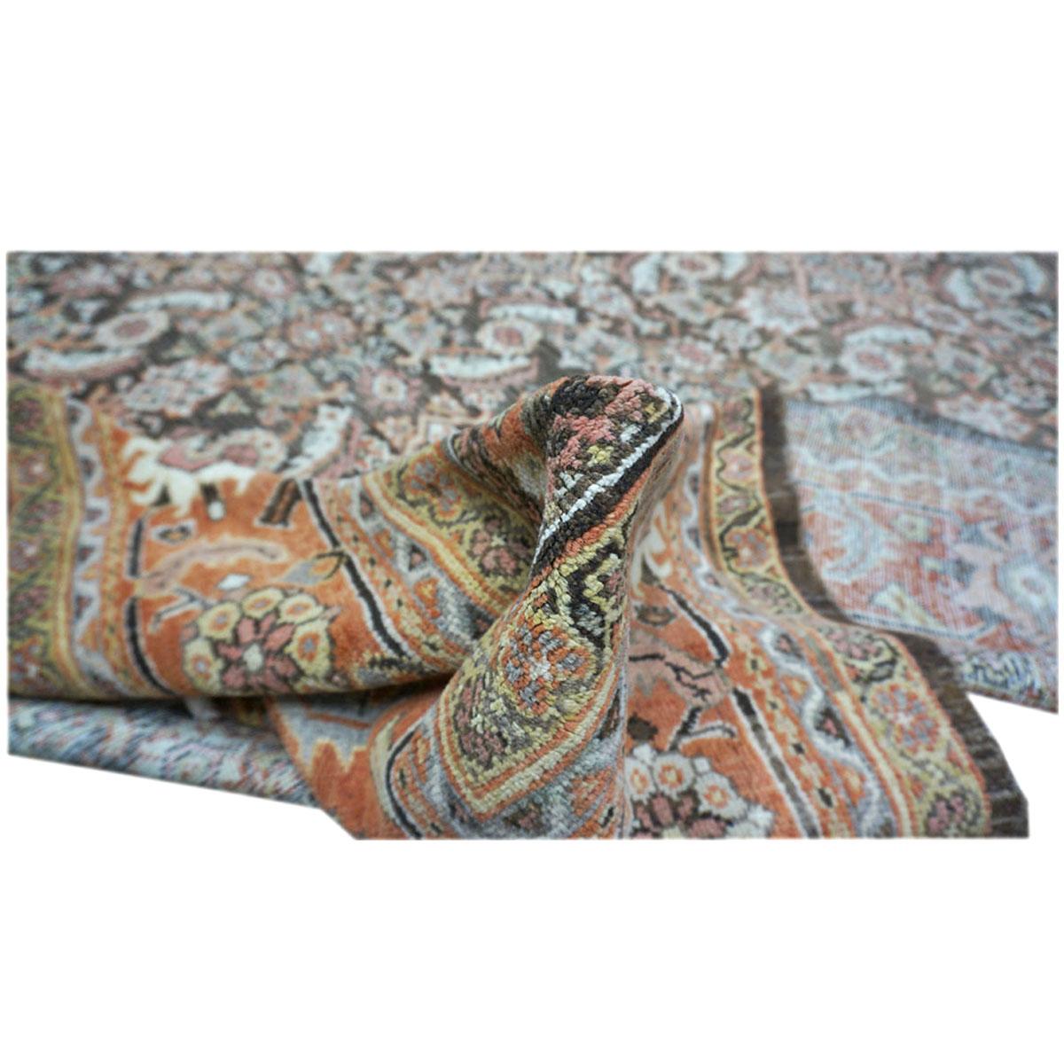 Tapis persan ancien Sultanabad 10x14 marron et rouille fait à la main du 20ème siècle en vente 4
