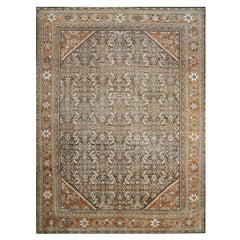 20th Century Antique Persian Sultanabad 10x14 Brown & Rust Handmade Area Rug