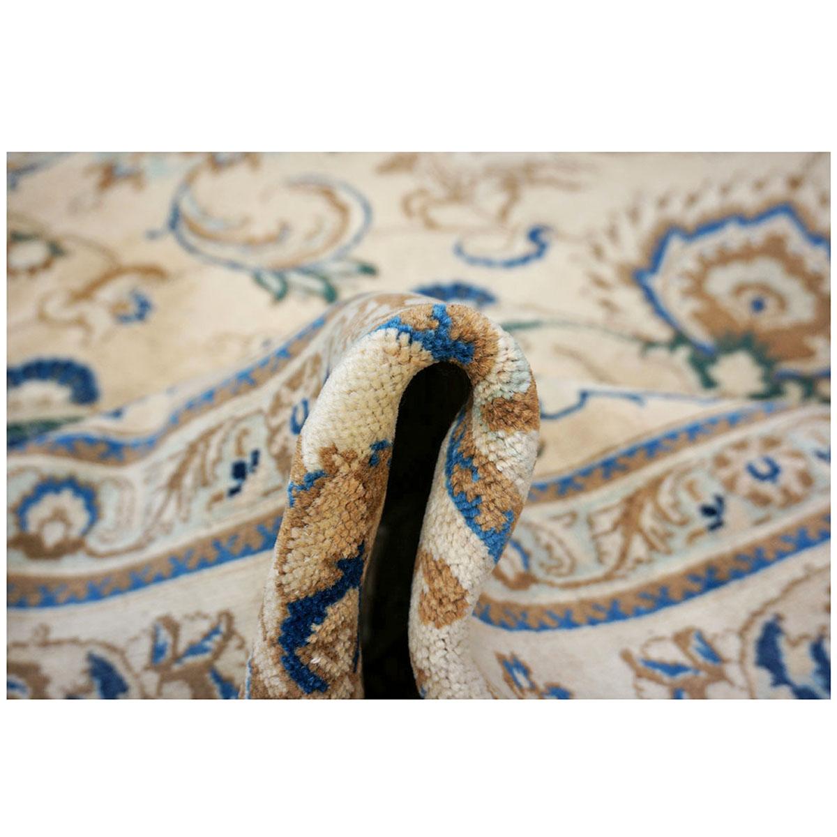 20th Century Antique Persian Tabriz 10x12 Tan, Ivory, & Blue Handmade Area Rug For Sale 4