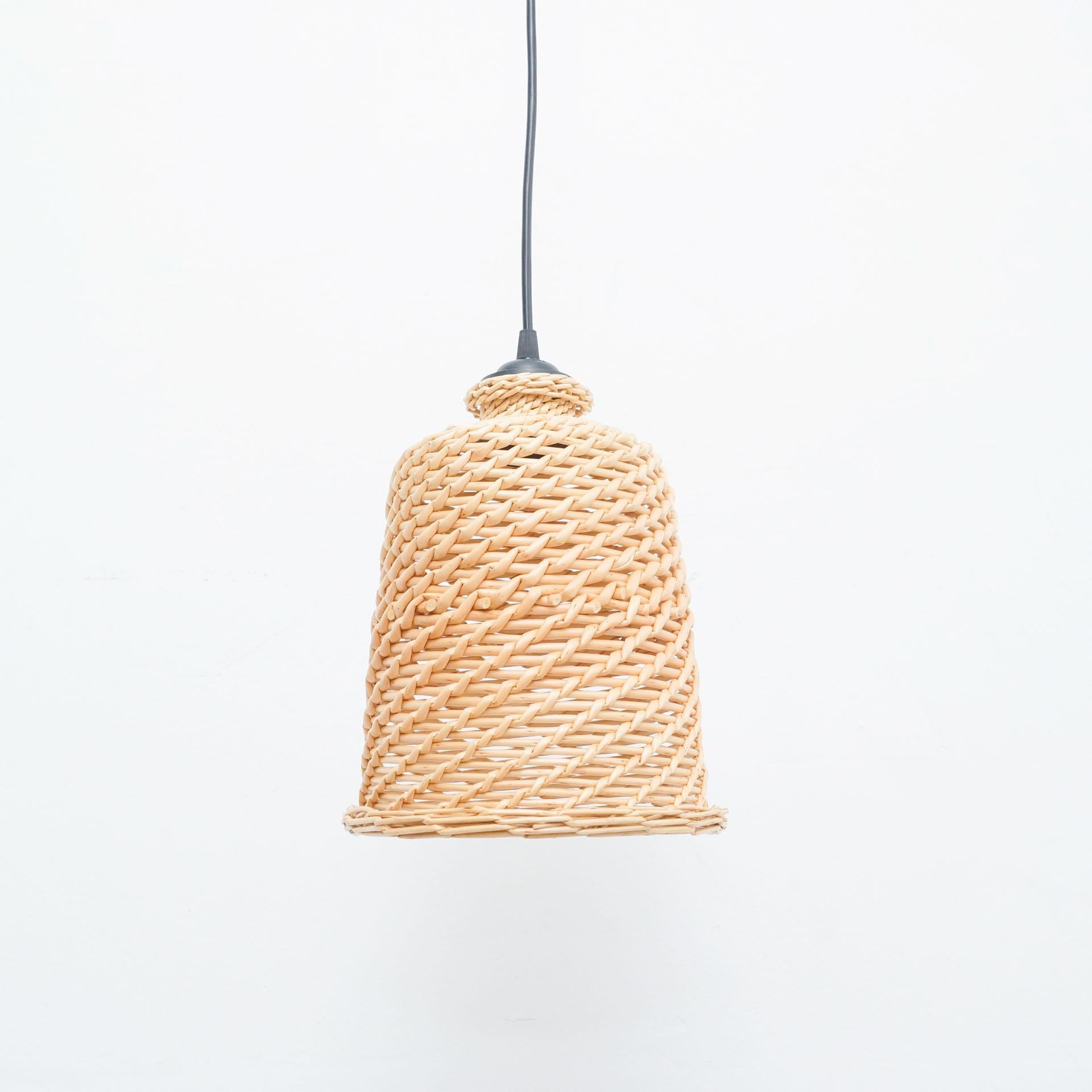 Mid-Century Modern 20th Century Antique Rattan Ceiling Lamp For Sale