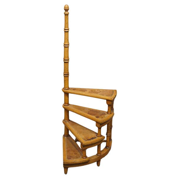 Librarian Ladder Rounded 20th Century Antique Round Library Step Ladder in Mahogany made in ...
