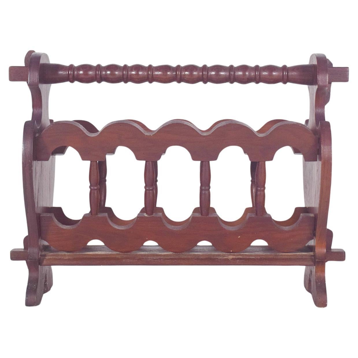 20th Century Antique Rustic Oak Magazine Rack For Sale