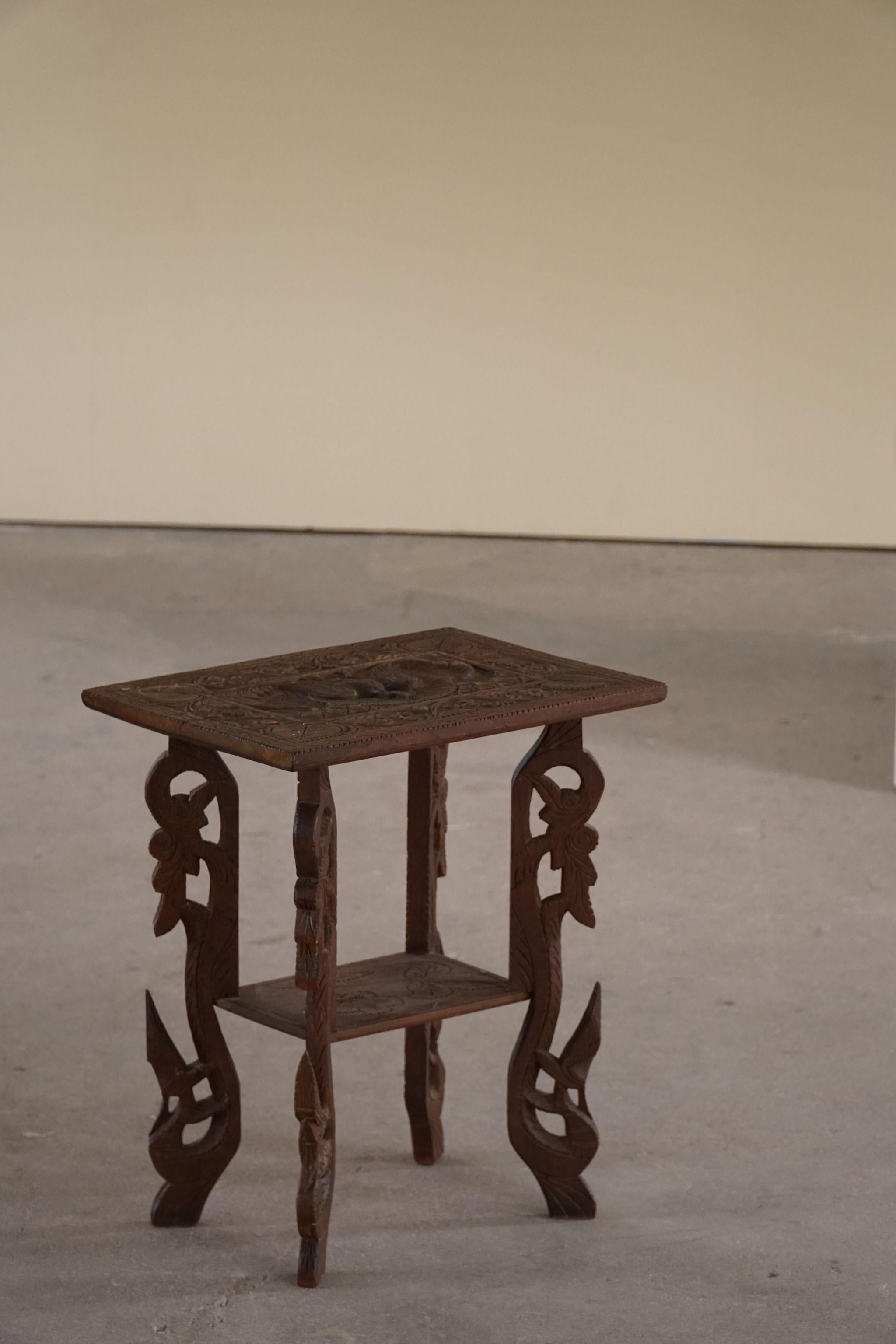 20th Century Antique Sculptural Oriental Side Table in Solid Oak, Wabi Sabi For Sale 5