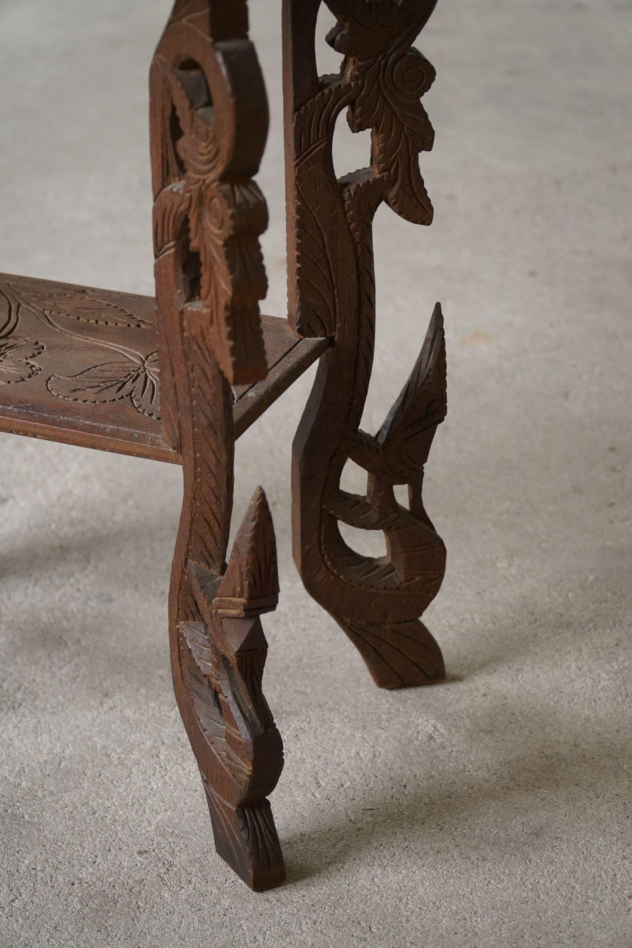 20th Century Antique Sculptural Oriental Side Table in Solid Oak, Wabi Sabi For Sale 2