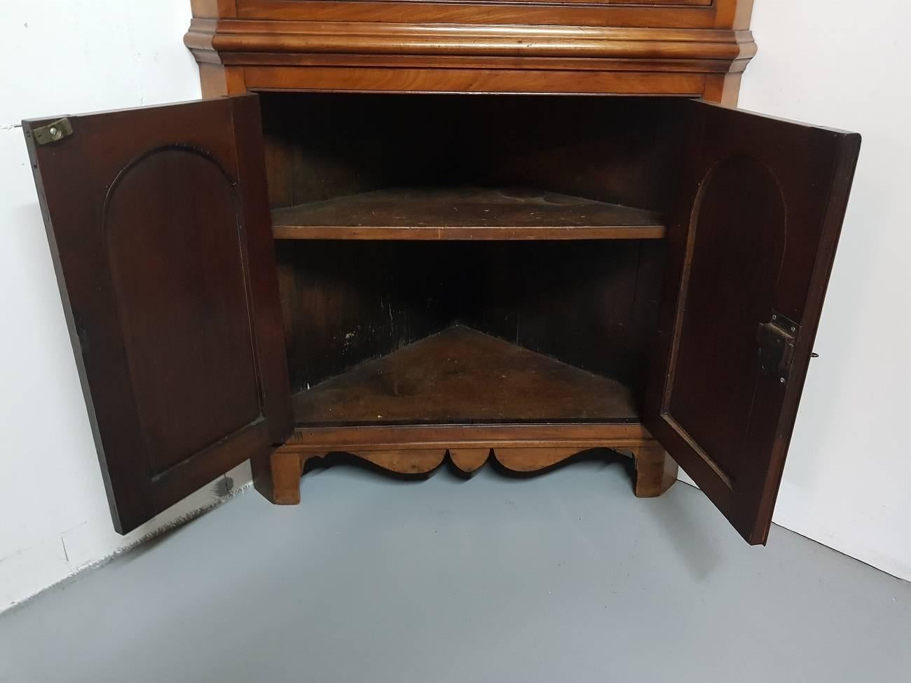 20th Century Antique Style English Corner Cupboard or Cabinet 1