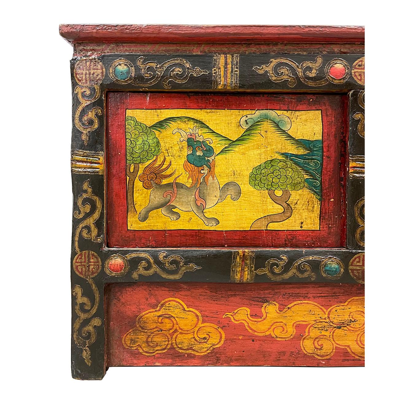 20th Century Antique Tibetan Altar Prayer Table, Side Table, Coffee Table In Good Condition In Pomona, CA